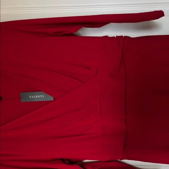 Talbots Red Sheath Dress with Plunge Neckline - Picture 3 of 5